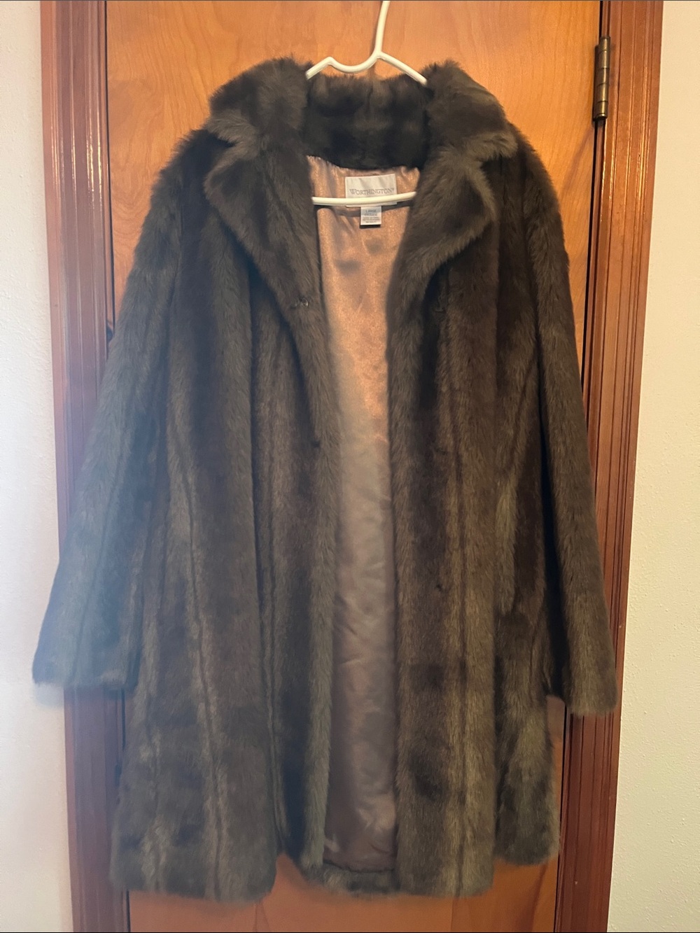 Worthington Brown Faux Fur Pea Coat